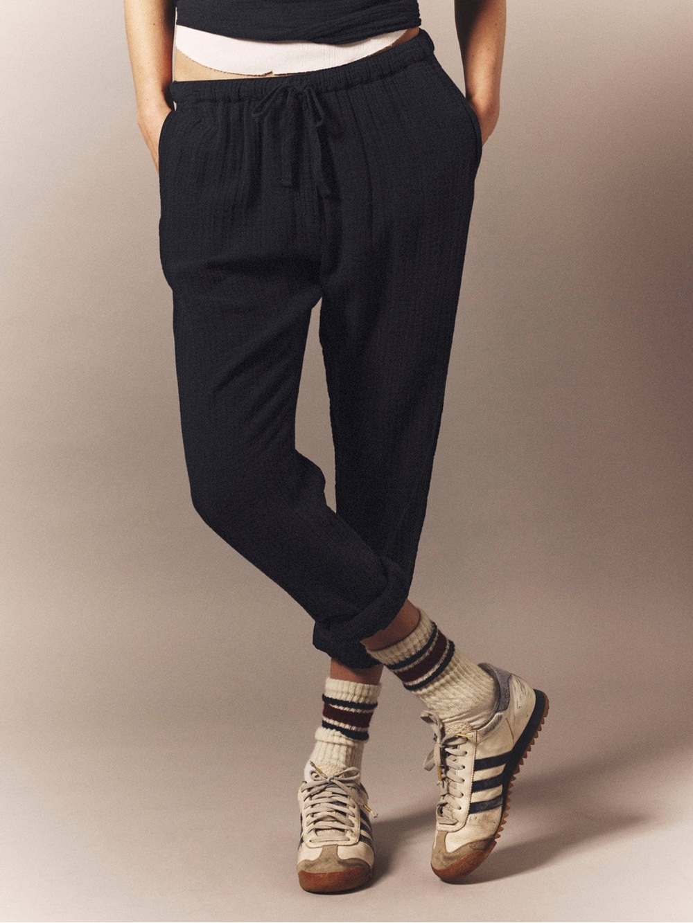 Xirena North Star Jordyn Pant XS Cotton Gauze Black Drawstring Slouchy